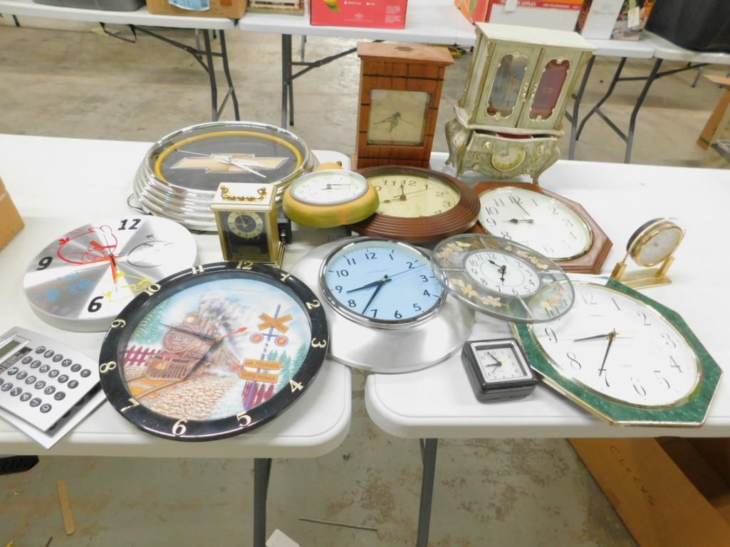Lot of Clocks incl Chevrolet Clock , Railroad Train (1 of 6)