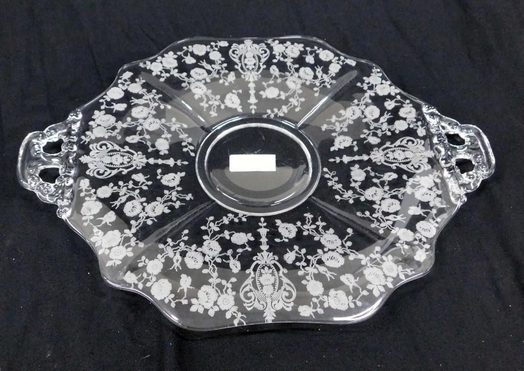 Cambridge Rose Point Handled Serving Plate Elegant (1 of 5)