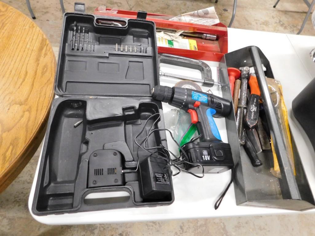 Tool Lot incl Cordless Drill , C Clamp , Tape Measure , (1 of 3)