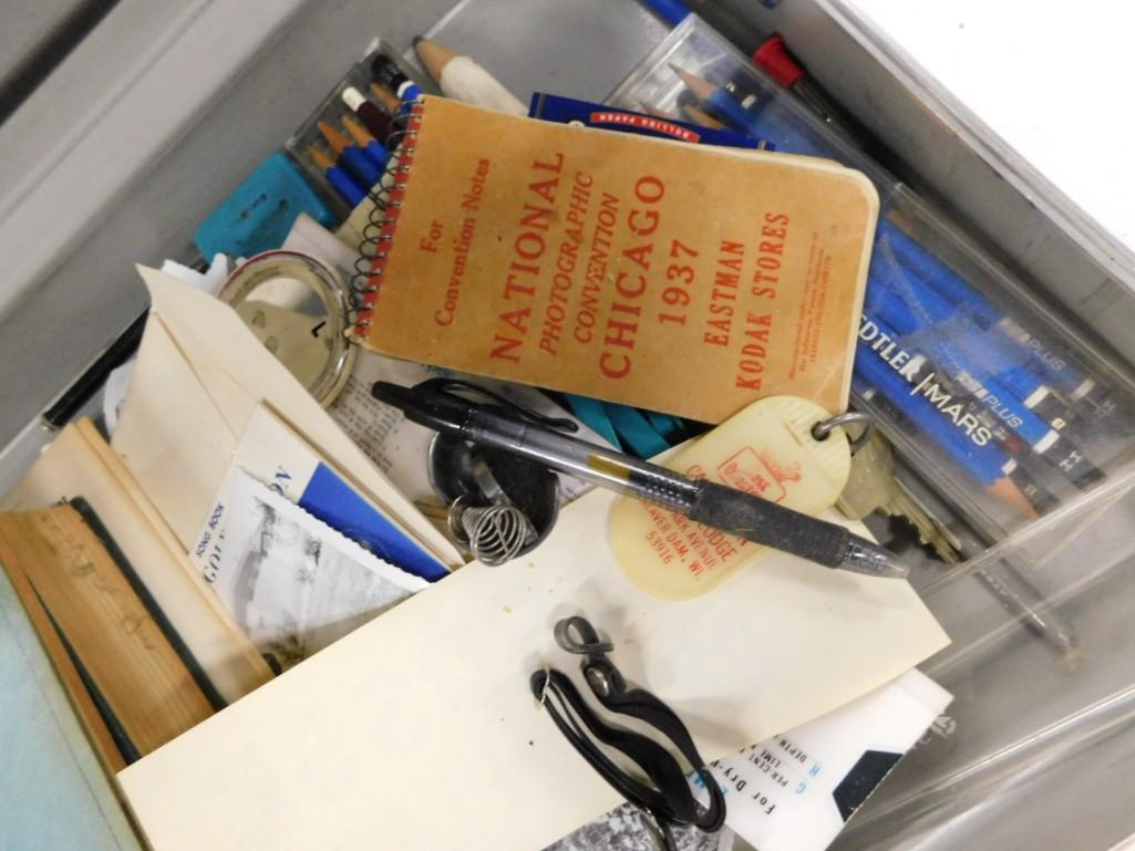 Briefcase with Old Illinois Ephemera , Pencils ,: Briefcase with Old Illinois Ephemera , Pencils , Airport Ephemera , etc