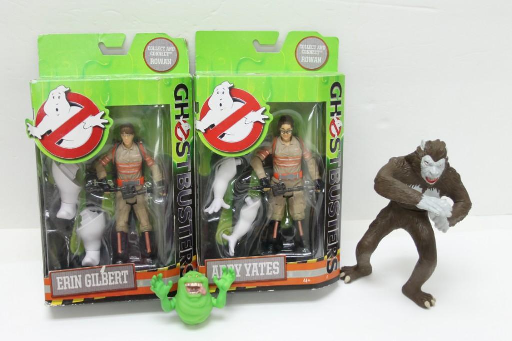 Ghostbusters Abby Yates and Erin Gilbert Action Figures: Ghostbusters Abby Yates and Erin Gilbert Action Figures Both New in Package . Slimer Figure . 1992 Colombia Pictures Werewolf Figure