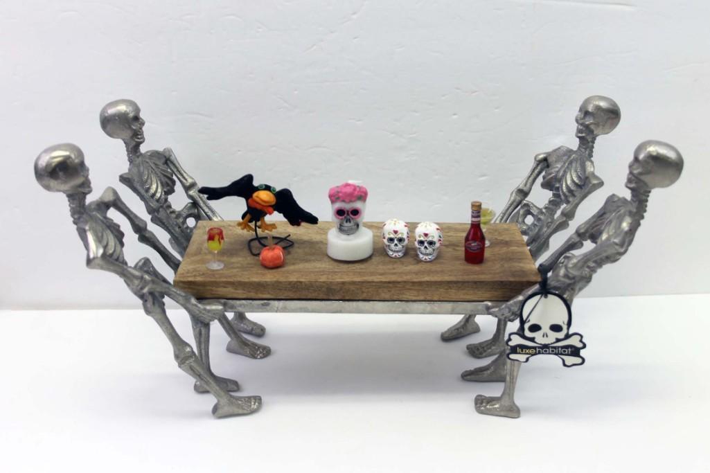 Halloween Skeletons at Table Display with Spooky Treats (1 of 9)