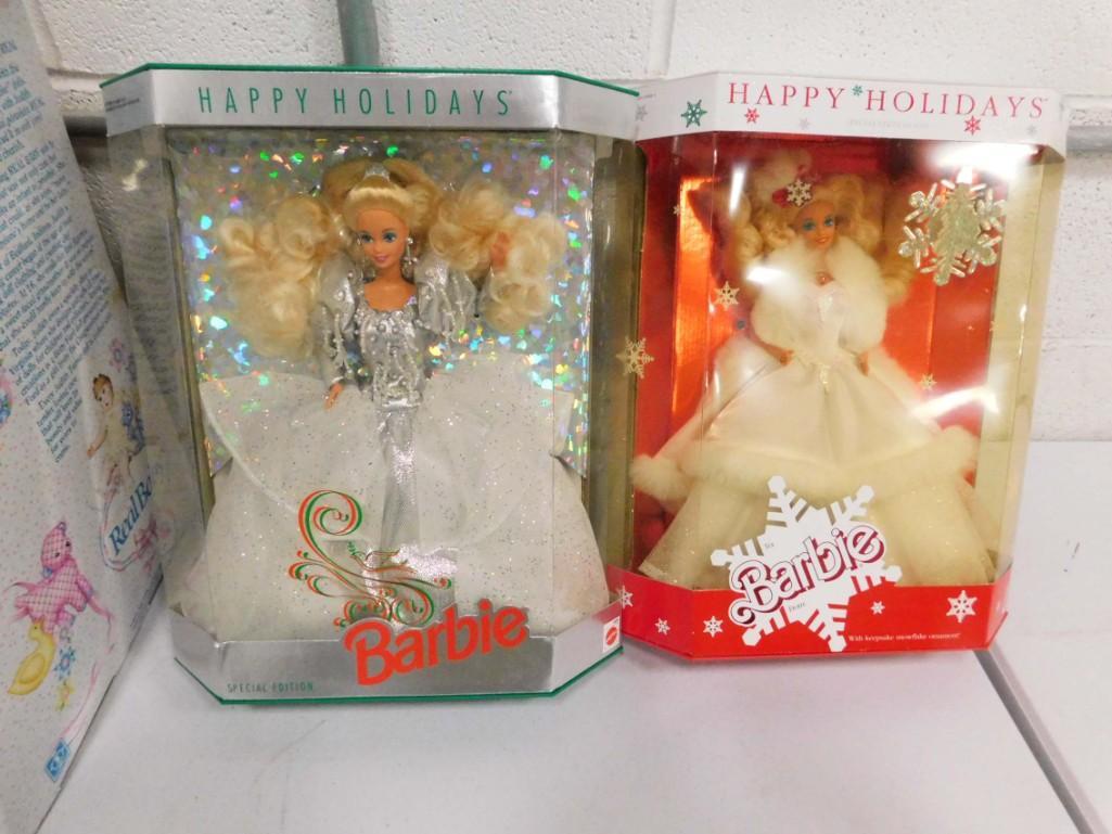 2 Happy Holidays Barbie Dolls New in Box incl 1989 and (1 of 4)