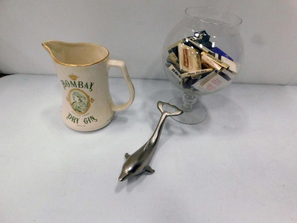Bombay Dry Gin Pitcher , Dolphin Bottle Opener , (1 of 5)