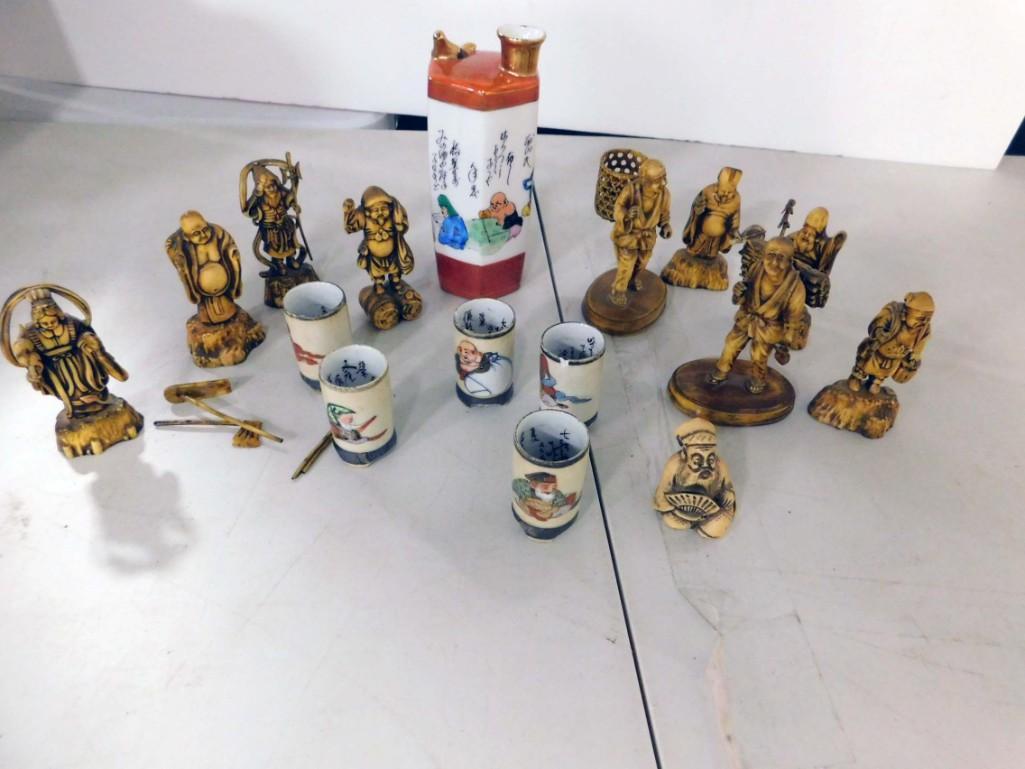 Misc Lot incl Small Sake Set - Some Chips and Figurines (1 of 4)