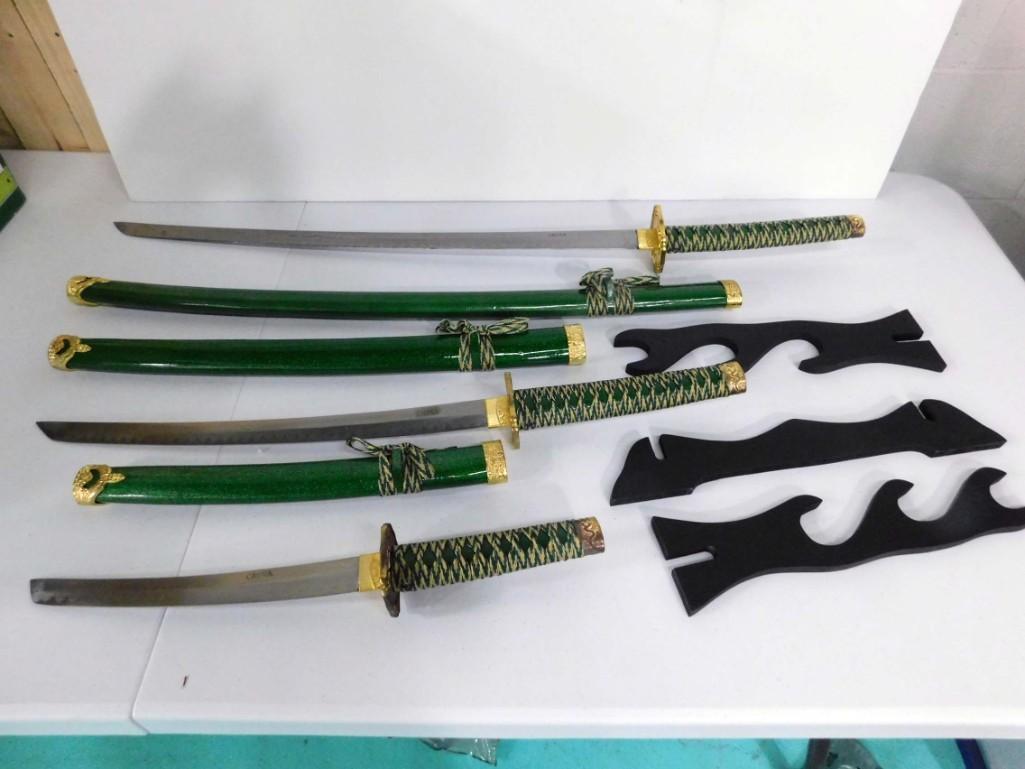 Set of 3 Decorative Swords with Scabbards and Stand (1 of 4)