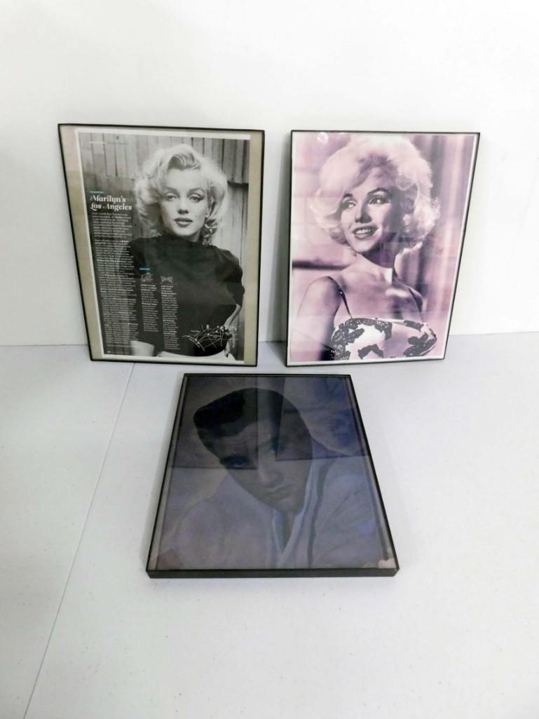 3 Framed Prints incl Elvis Presley and Marilyn Monroe (1 of 3)