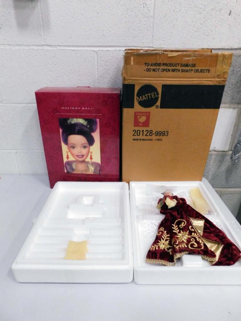 Holiday Ball Porcelain Barbie Doll New in Box with: Holiday Ball Porcelain Barbie Doll New in Box with Shipper