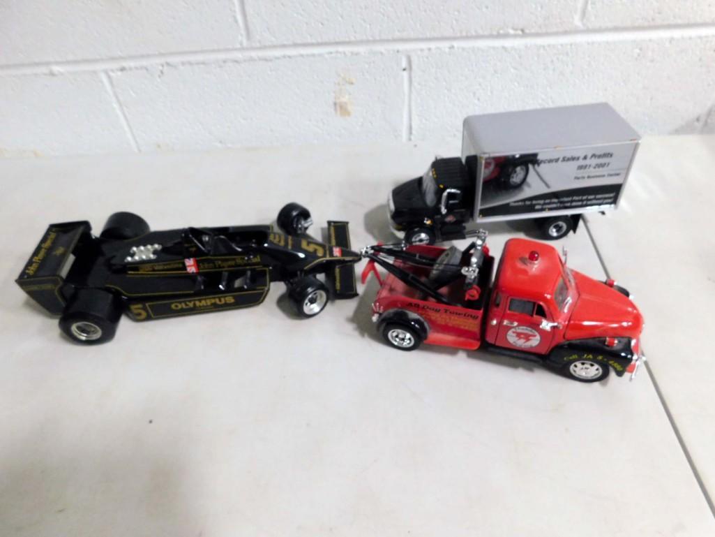 Lot of 3 Die Cast Cars incl Tow Truck , Race Car , (1 of 8)