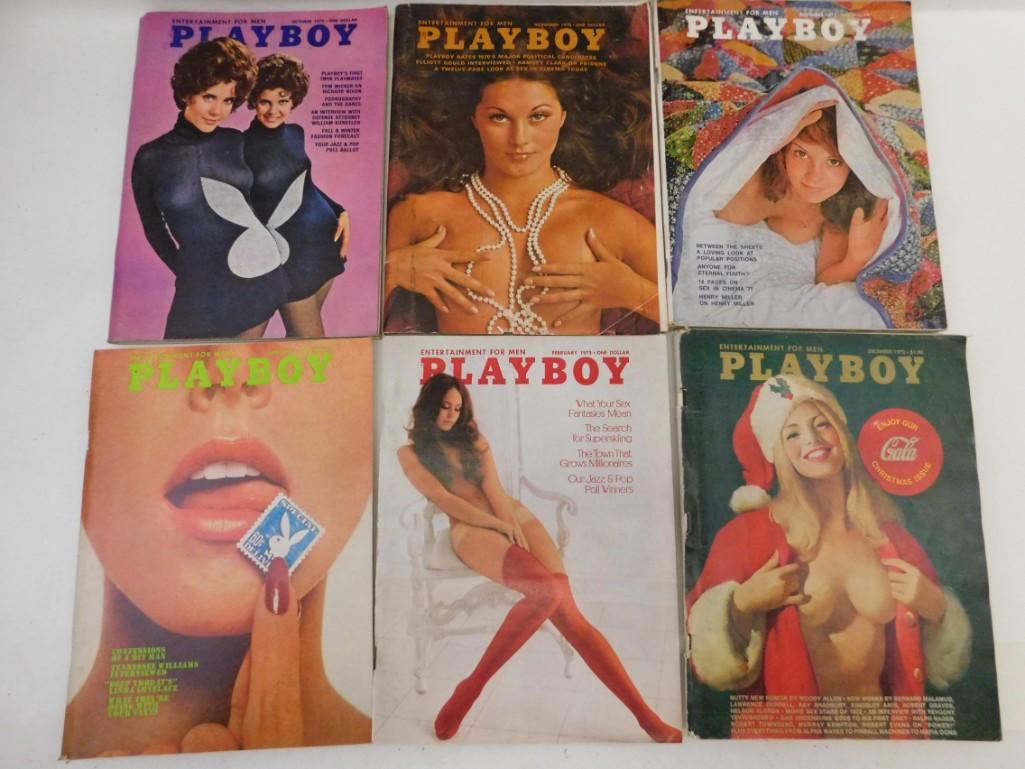 Lot of 6 Playboy Magazines from the Early 1970's (1 of 4)