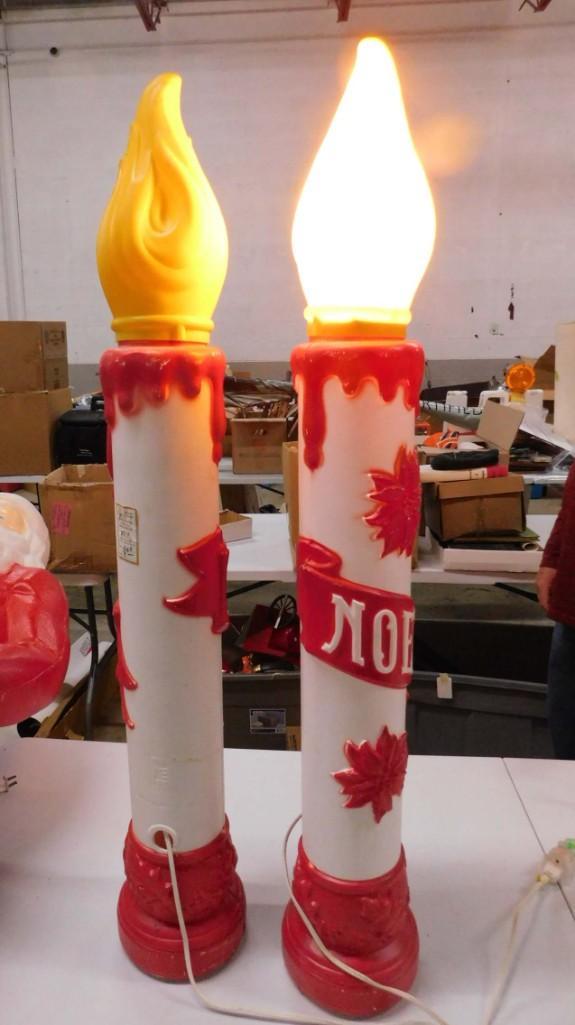 Pair of Christmas Blow Mold Noel Candlesticks approx (1 of 2)