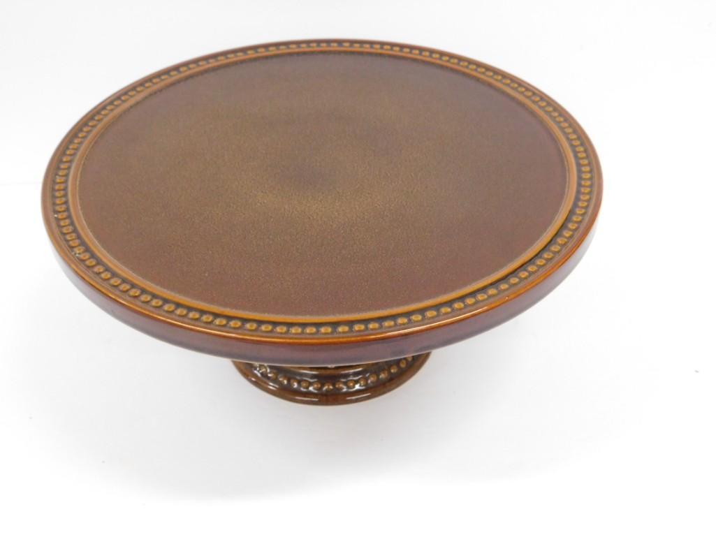 Brown Ceramic Cake Stand approx 12" in diameter and 5" (1 of 5)
