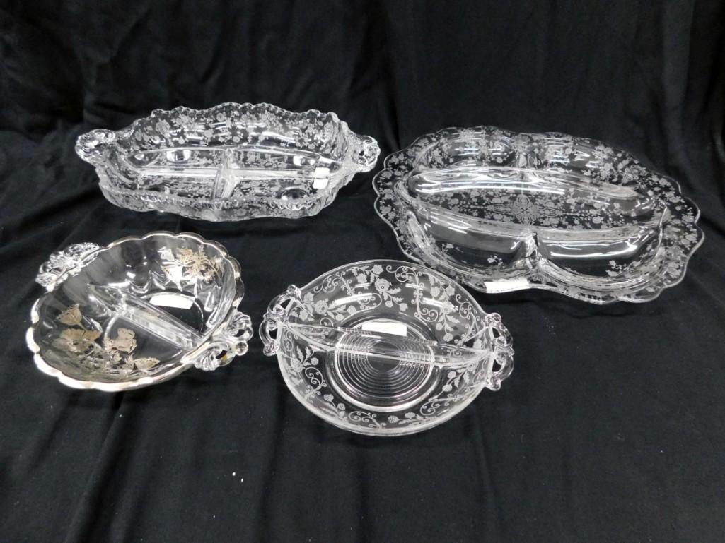 4 Vintage Elegant Glassware Relish Dishes incl (1 of 6)