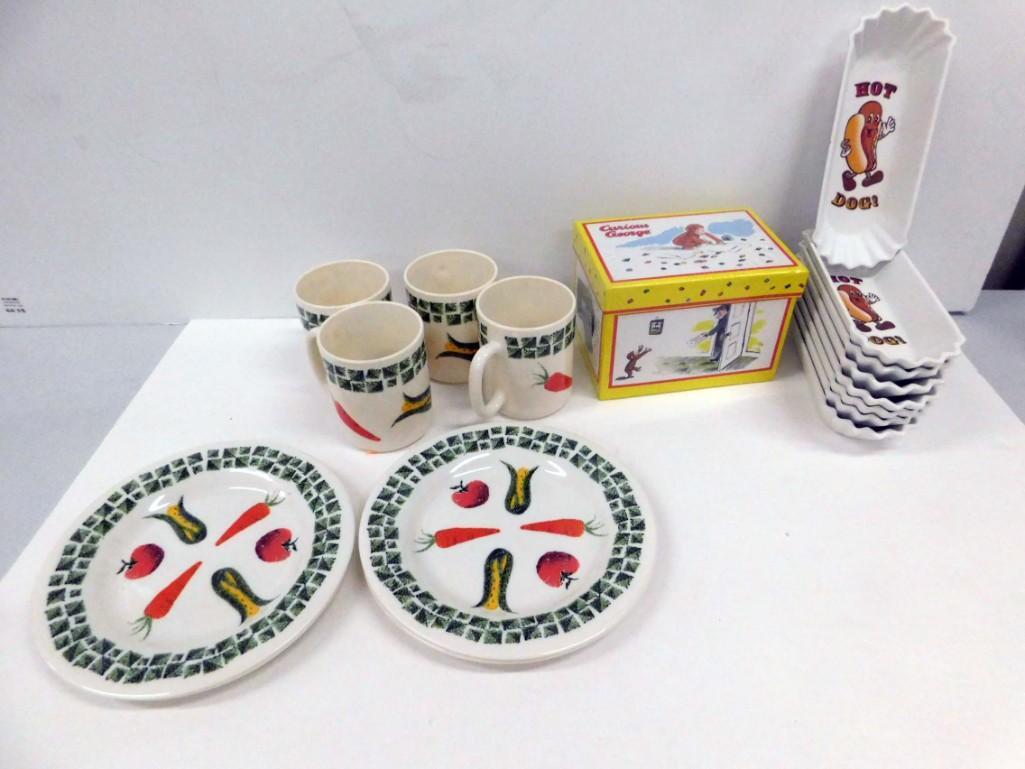 Misc Lot incl Hot Dog Trays , Curious George Gift Box , (1 of 5)