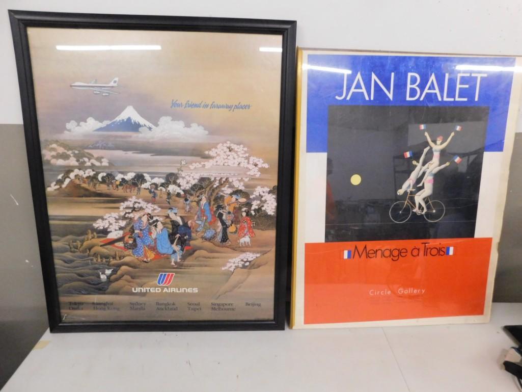 2 Framed Posters incl United Airlines and Jan Balet (1 of 2)