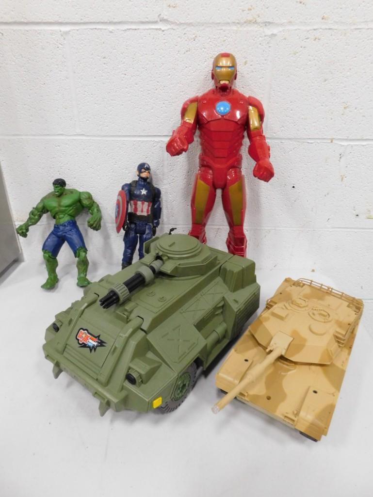 Toy Lot incl GI Joe , Toy Military Tanks , Hulk , Iron (1 of 6)