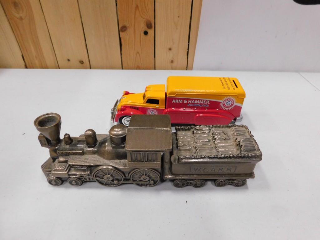 2 Piece Metal Train Bank and an Arm and Hammer Truck (1 of 4)