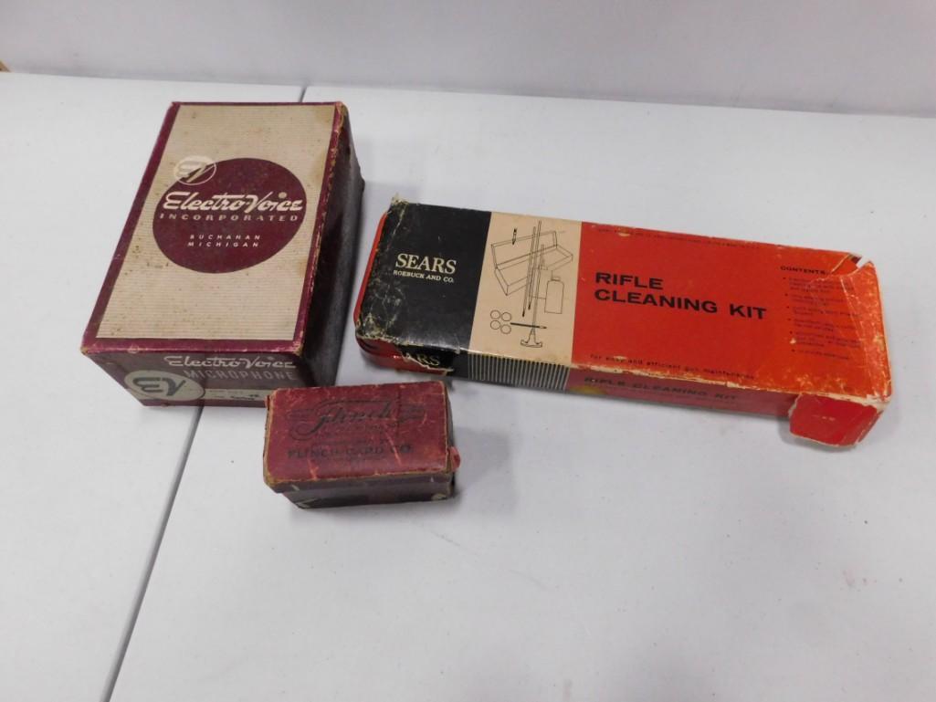 Antique Flich Playing Cards , Vintage Sears Rifle: Antique Flich Playing Cards , Vintage Sears Rifle Cleaning Kit , CB Radio Microphone Condition: card game is unchecked for completeness , CB Microphone has a broken cord