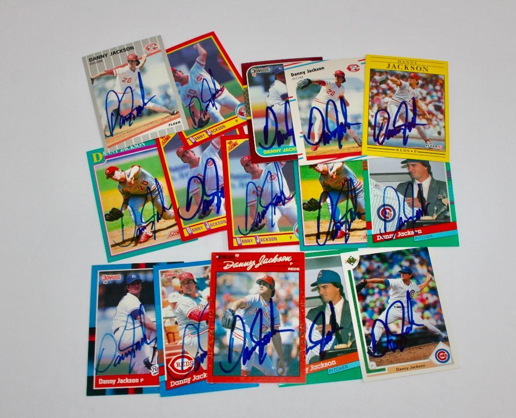 Lot of 16 Danny Jackson Signed Baseball Cards (1 of 4)