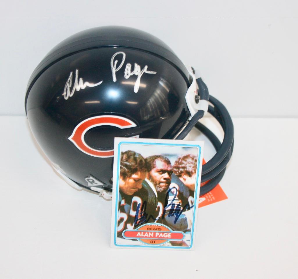 Bears Alan Page Signed Mini Helmet and Signed Card (1 of 4)