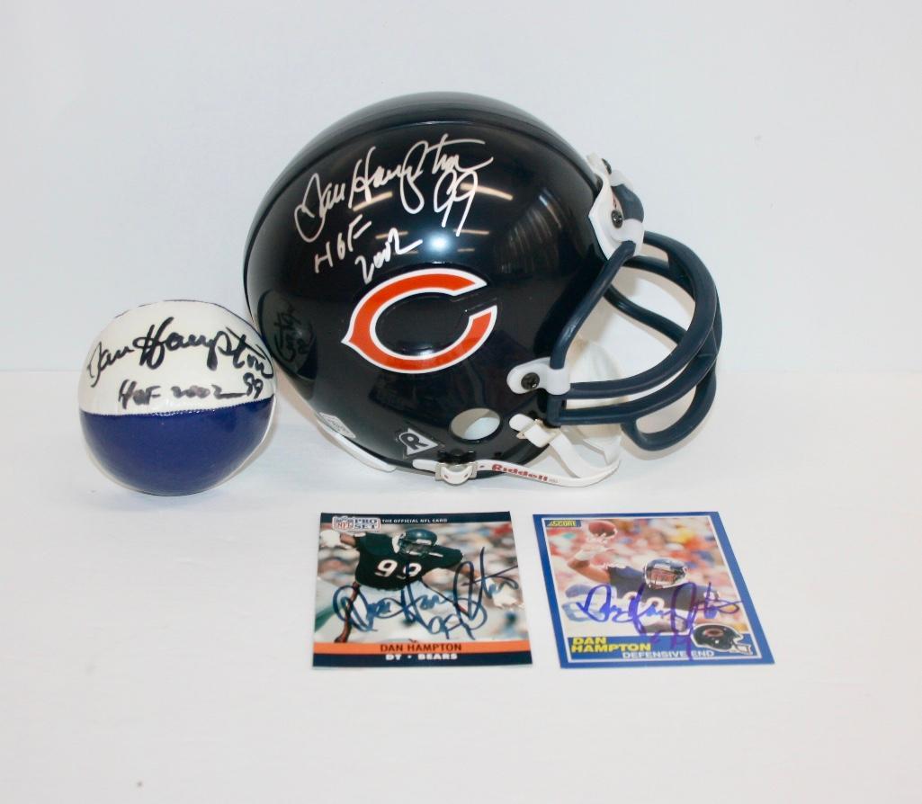 Dan Hampton Signed Mini Helmet and Cards (1 of 5)