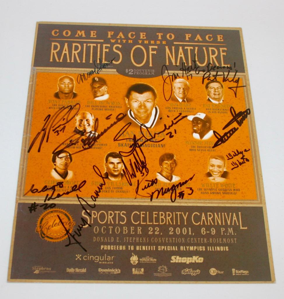 Rarities of Nature Signed Program with 12 Signatures: Rarities of Nature Signed Program with 12 Signatures. Program is from a past Special Olympics fund raising event. Notable signatures include Stan Mikita, Keith Magnuson, Jim Hart, Minnie Minoso, and W