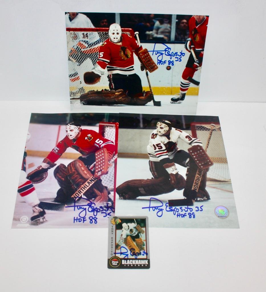 Lot of 3 Blackhawks Tony Esposito Signed Photos and (1 of 5)