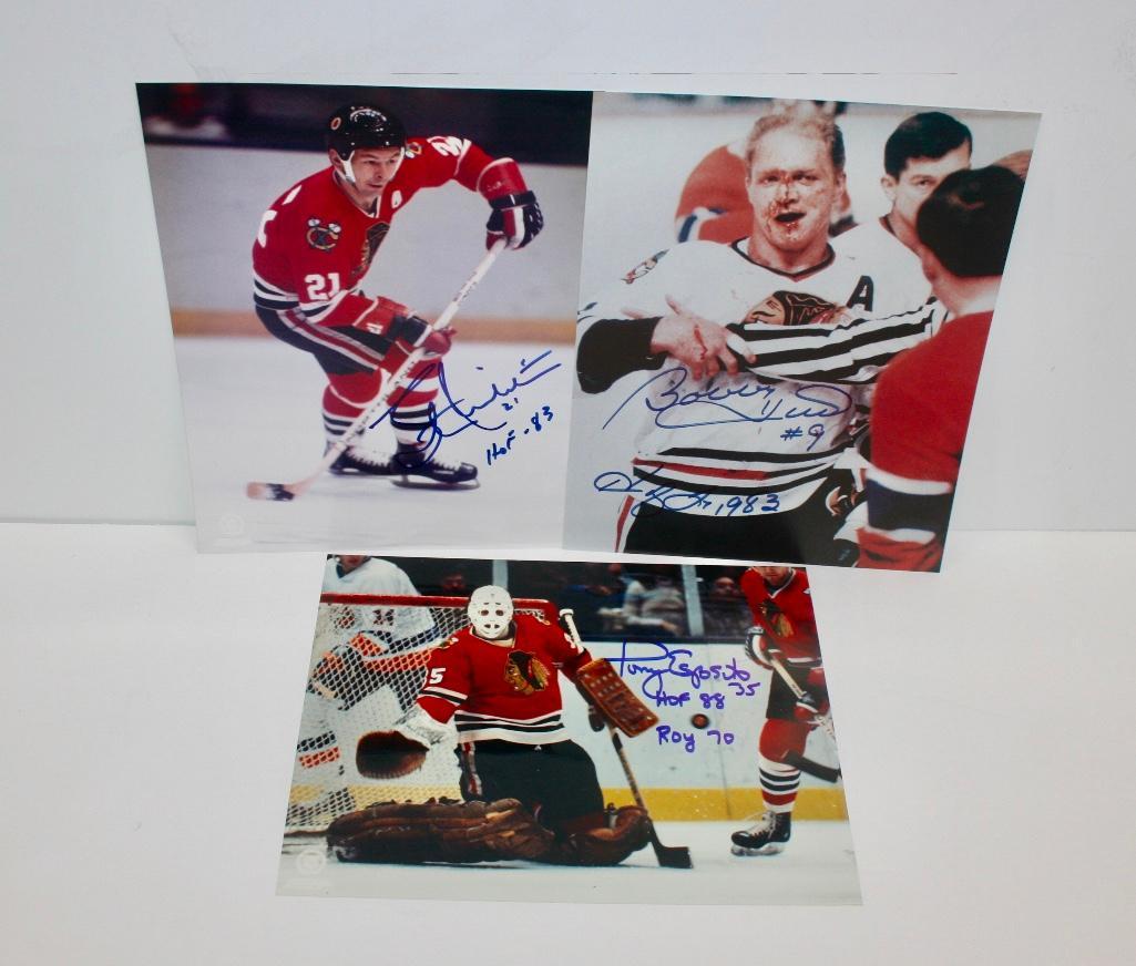 3 Signed 8x10 Photos - Mikita, Hull, and Esposito (1 of 4)