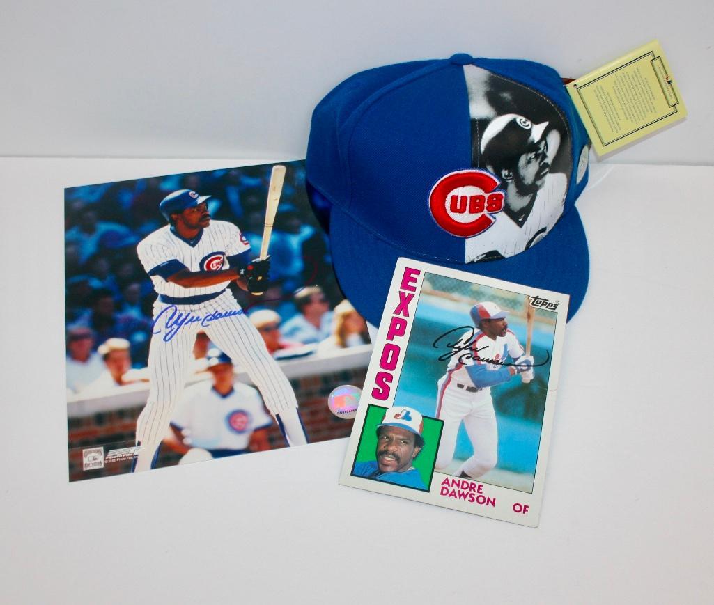 Cubs Andre Dawson Signed Flats + A Cap (1 of 7)