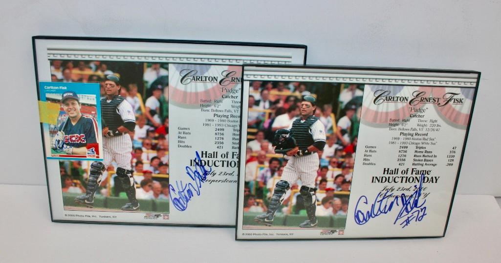 Lot of 3 Carlton Fisk Signed Flats (1 of 4)