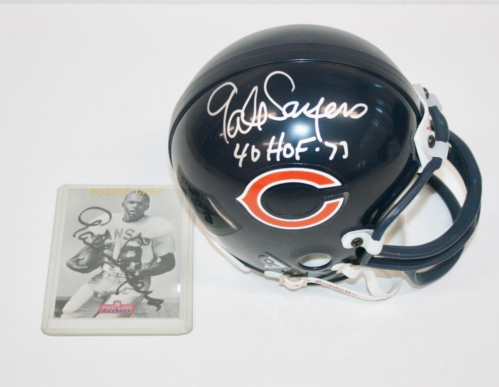 Gale Sayers Signed Mini Helmet and Card (1 of 4)
