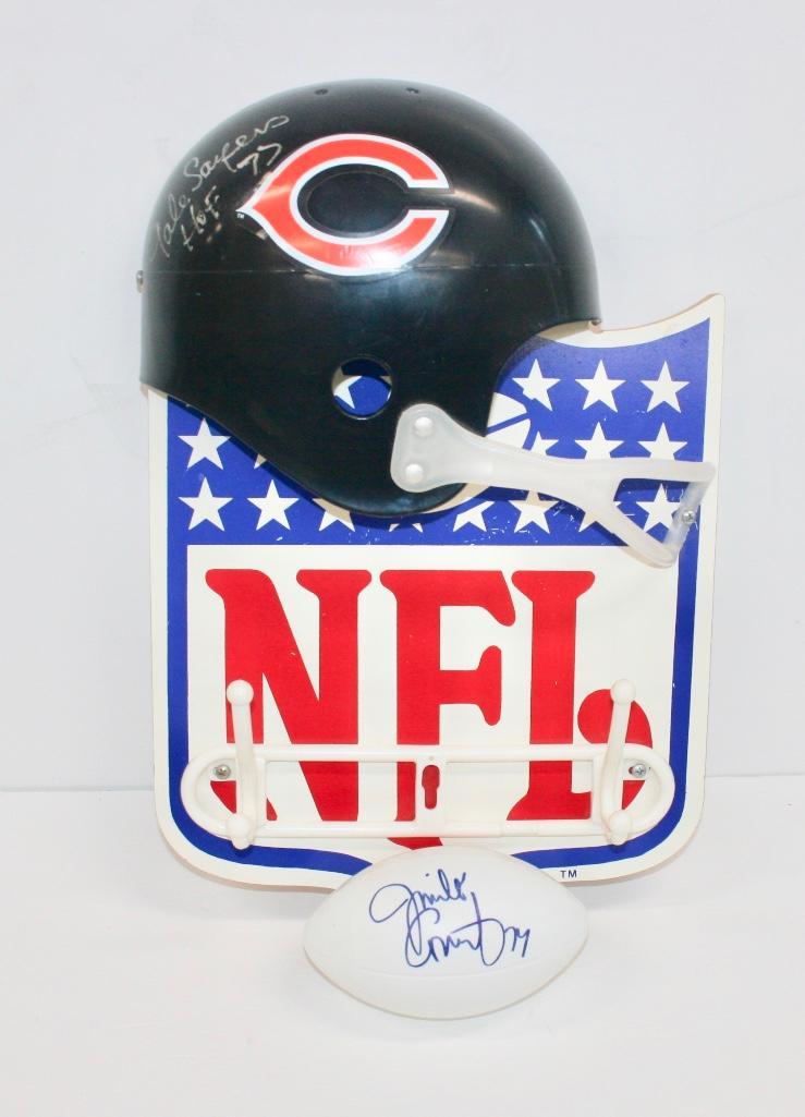 Bears Helmet Hat Rack Signed By Gale Sayers (1 of 4)