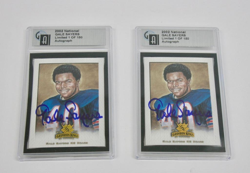 Lot of 2 Gale Sayers Signed Cards From 2002 National (1 of 4)
