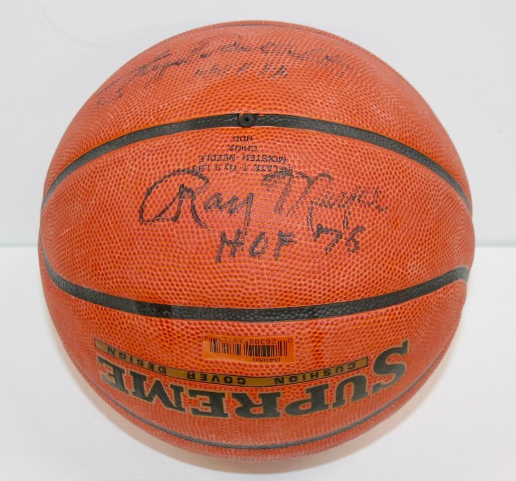 Basketball Signed By Clyde Lovelette, Ray Meyer, Norm: Basketball Signed By Clyde Lovelette, Ray Meyer, Norm Van Lier, and Bob Love No COA