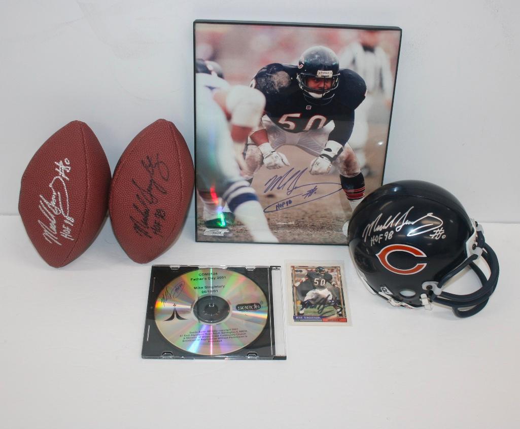 Mike Singletary Signed Mini Helmet, Mini Footballs And (1 of 8)