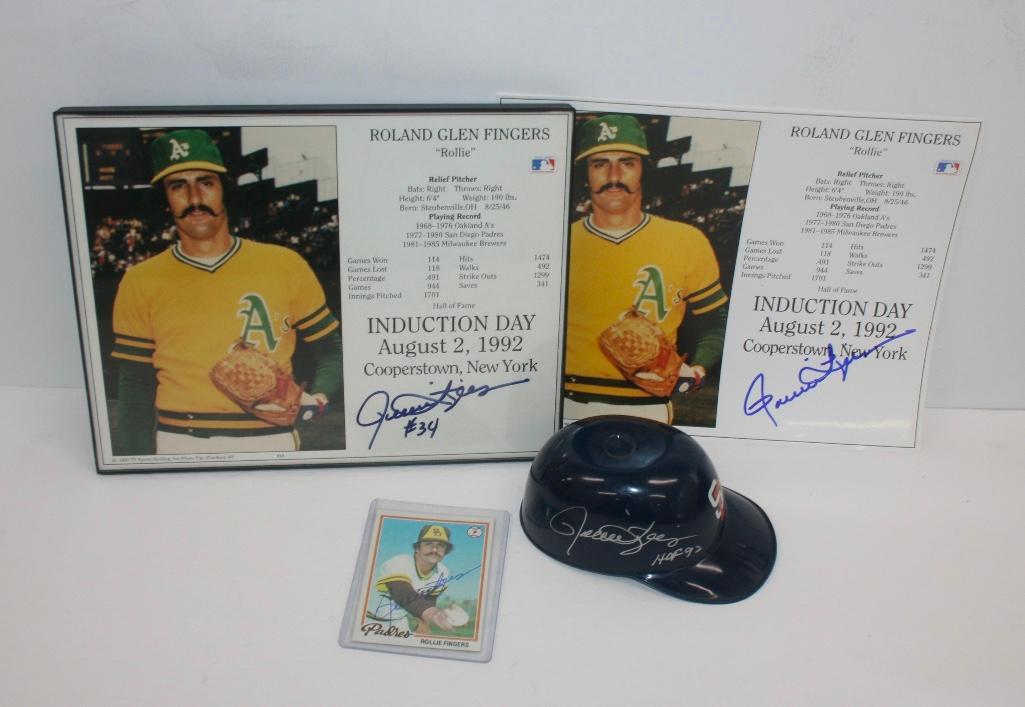 Rollie Fingers Signed Cards, Helmet And HOF Induction (1 of 5)