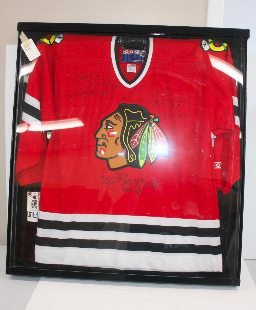 Jersey Signed By Bobby Hull, Tony Esposito, and Stan (1 of 12)