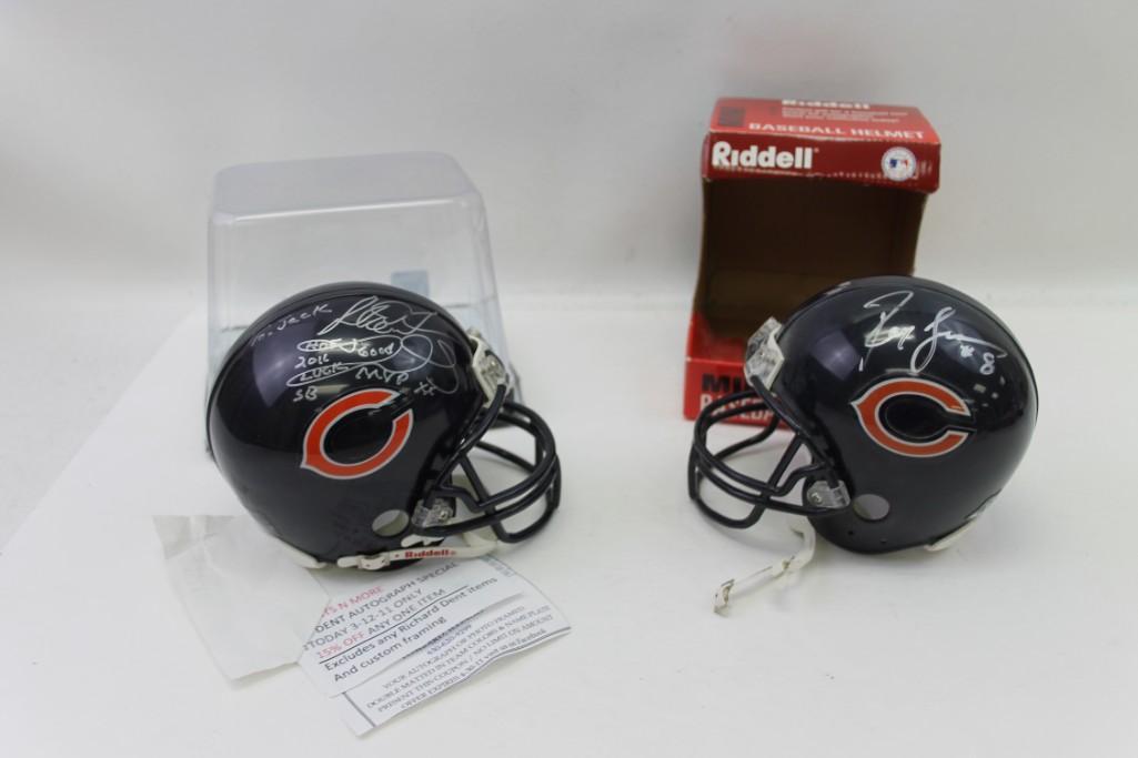 Richard Dent and Rex Grossman Signed Mini Helmets: Richard Dent and Rex Grossman Signed Mini Helmets The Dent helmet is personalized and there is a second unidentified signature on the Grossman helmet. No COA