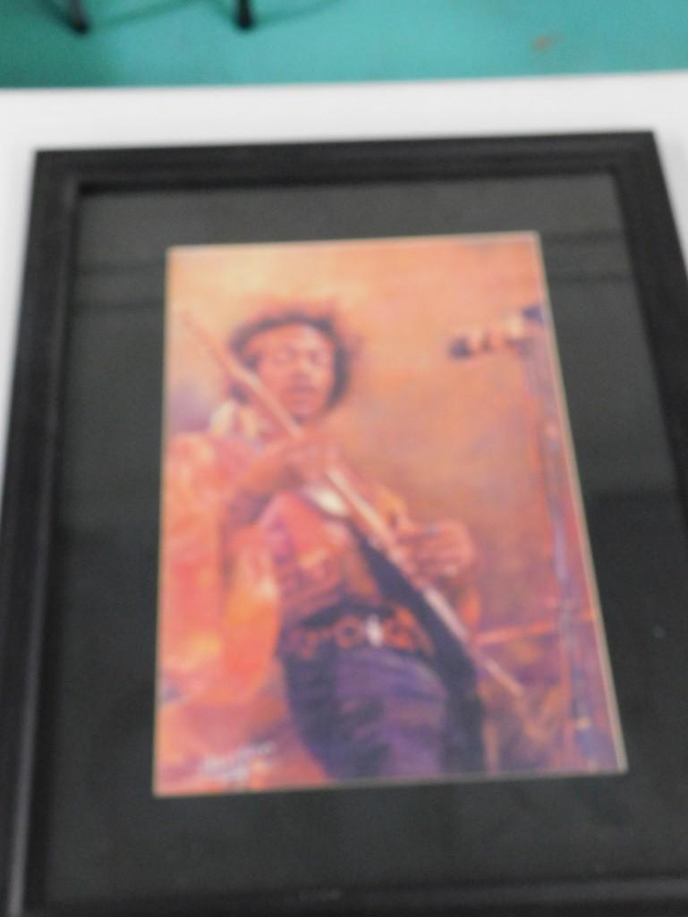 Framed Jimi Hendrix Print: Framed Jimi Hendrix Print approx 22"x18"
