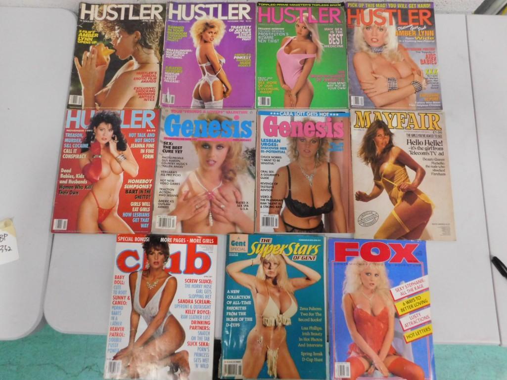 Lot of 11 Adult magazines including Hustler, Genesis: Lot of 11 Adult magazines including Hustler, Genesis, Mayfair (UK Magazine), Club, The Superstars of Gent, Fox