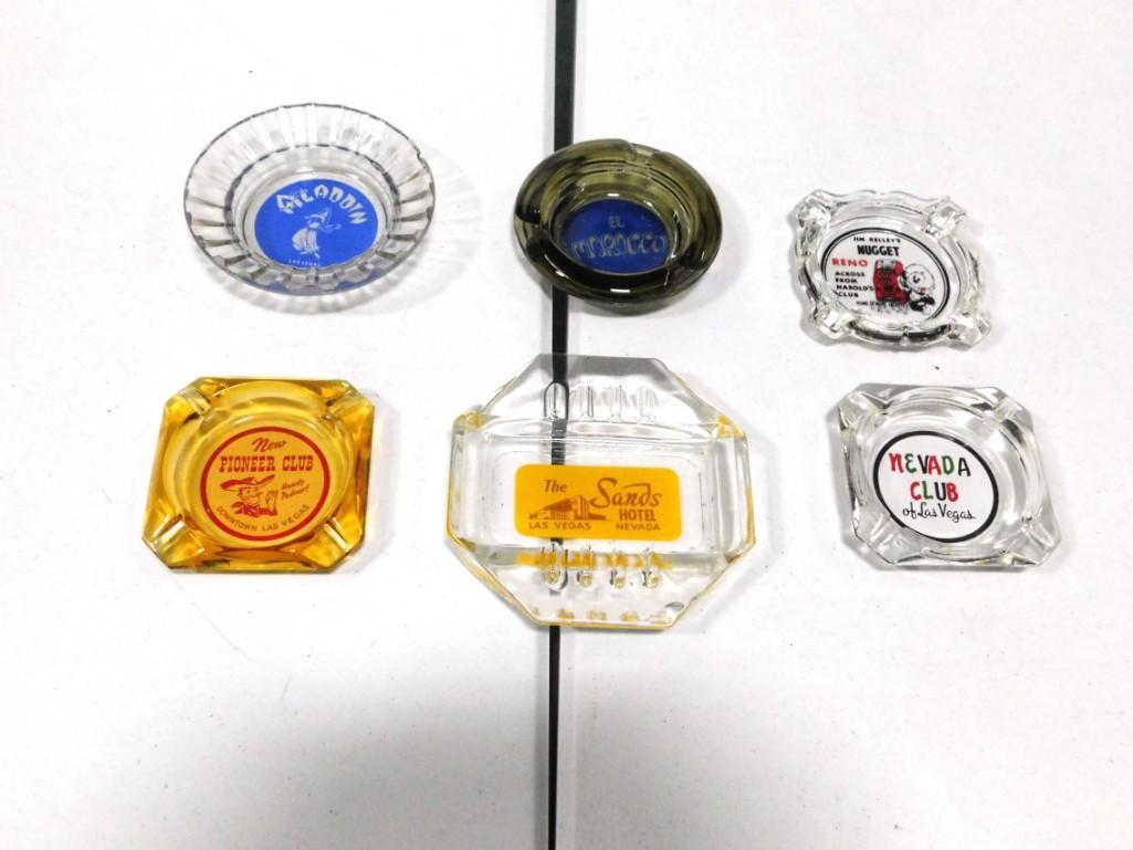 Lot of Vintage Ashtrays incl Las Vegas Aladdin , El: Lot of Vintage Ashtrays incl Las Vegas Aladdin , El Morocco , Jim Kelly's Nugget , Nevada Club , The Sands , The New Pioneer Club