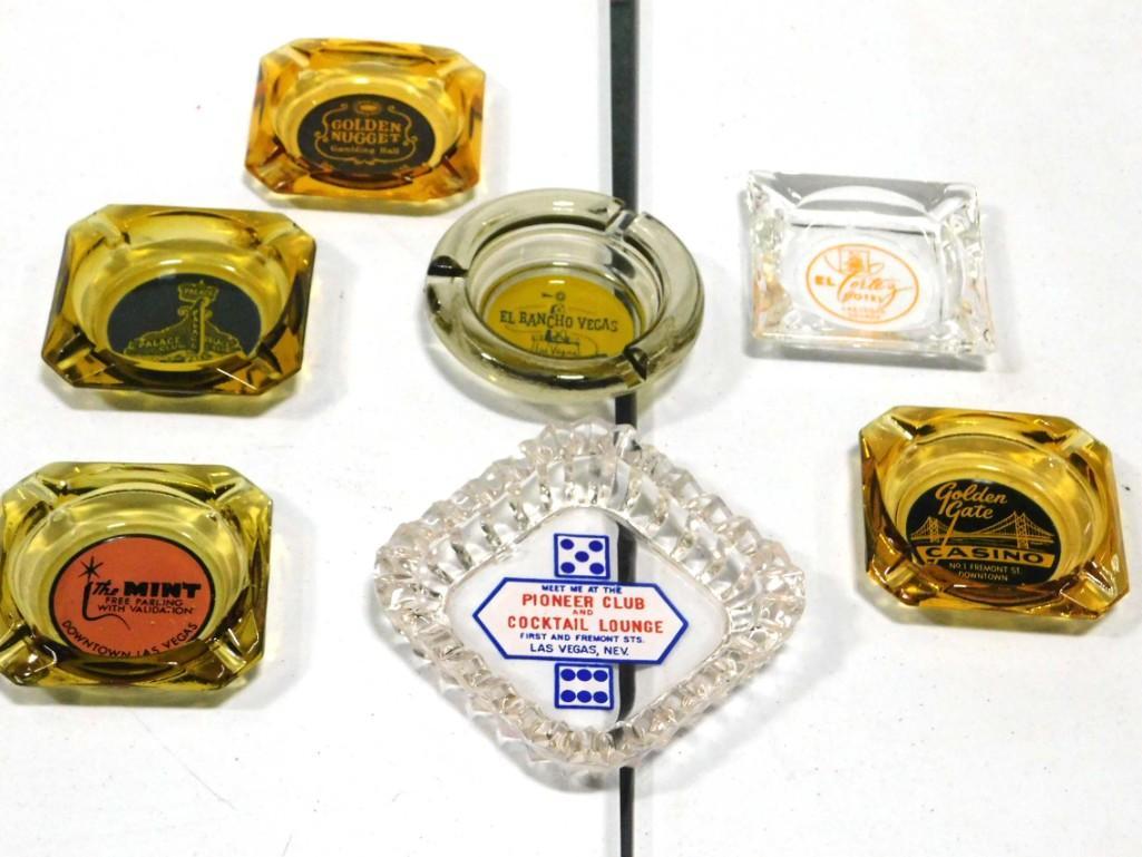 Lot of 7 Vintage Ashtrays incl Golden Nugget , Palace: Lot of 7 Vintage Ashtrays incl Golden Nugget , Palace Club , The Mint , Pioneer Club , El Ranchero , El Cortez , Golden Gate