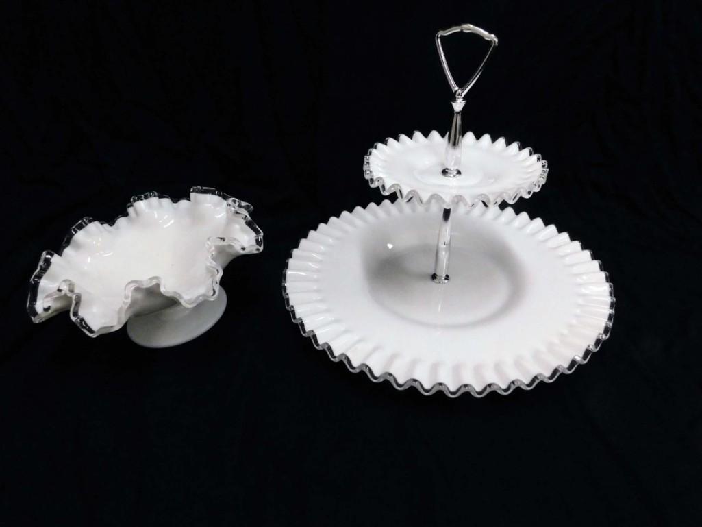 Fenton Silver Crest 2 Tier Tidbit Tray and Fenton (1 of 4)