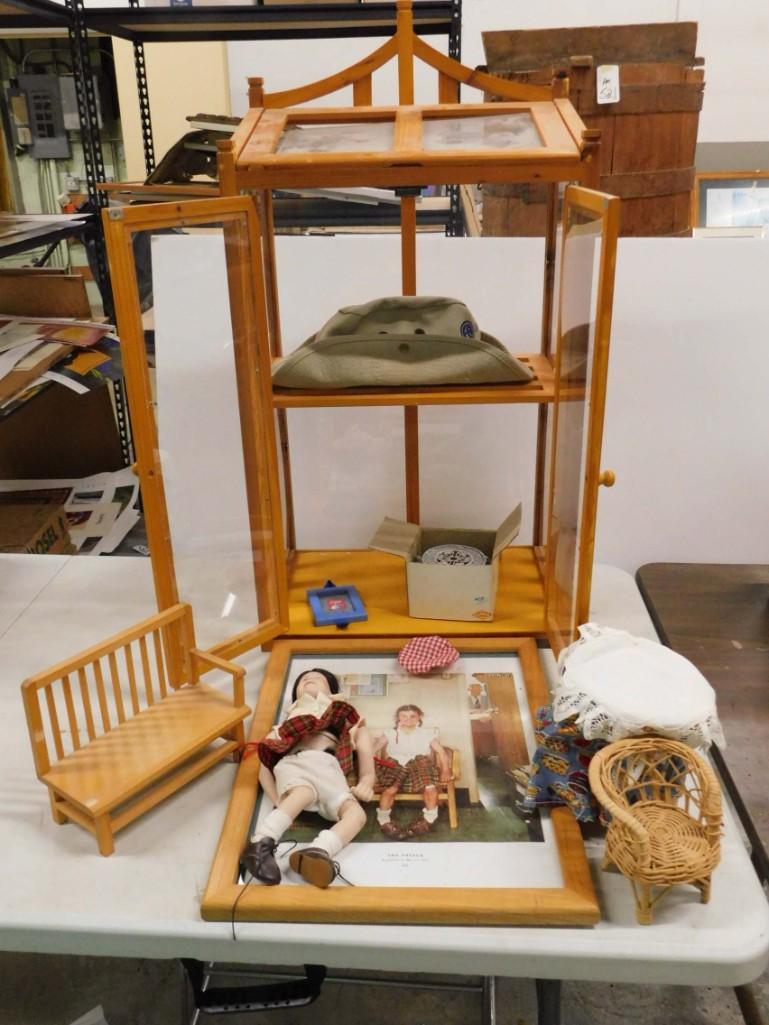 Framed Norman Rockwell Print with Bench and Doll (1 of 3)