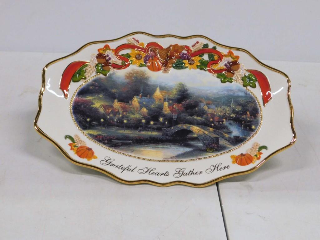 Thomas Kinkade's Grateful Hearts Gather Here: The Bradford Exchange Thomas Kinkade's Grateful Hearts Gather Here Thanksgiving Platter