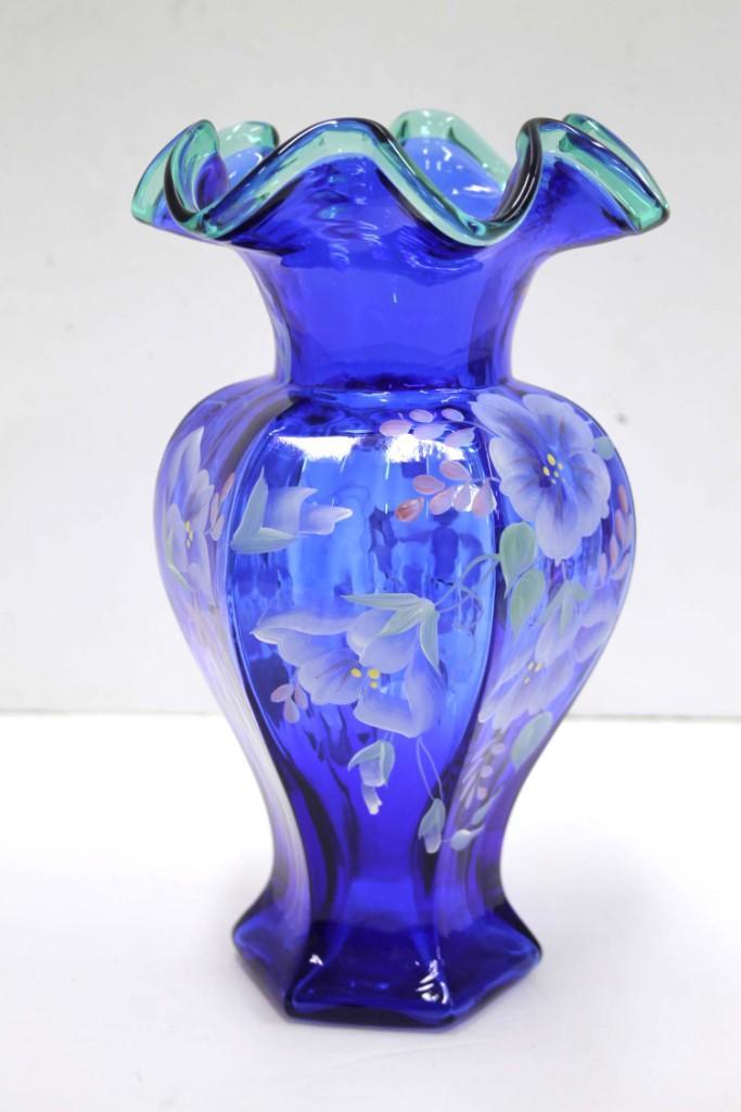 Fenton Glass 75th Celebration Vase Hand Painted (1 of 5)