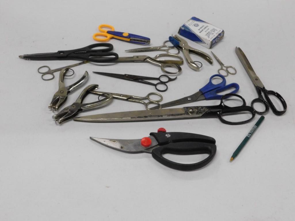 Lot of Scissors: Lot of Scissors including a really long pair plus some hole punchers