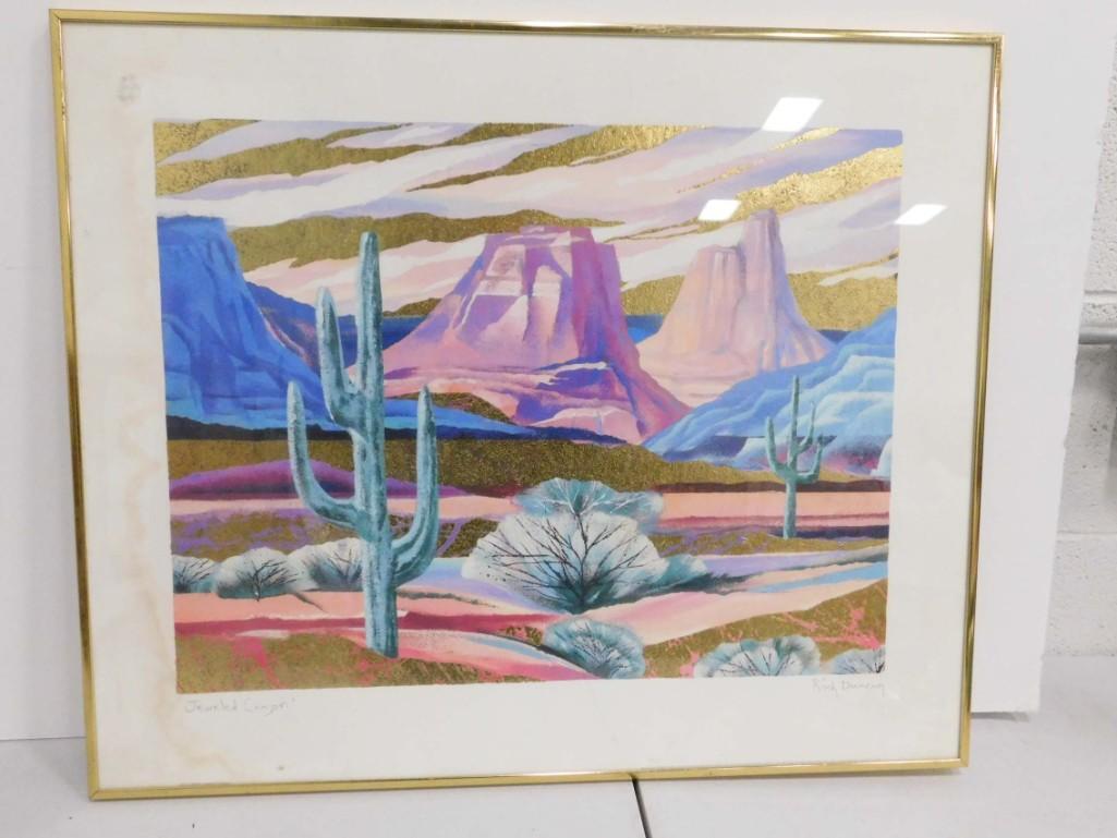 Framed Southwest Scene Signed Rick Duncan: Framed Southwest Scene Signed Rick Duncan Measures 24" 20" "Jeweled Canyon"
