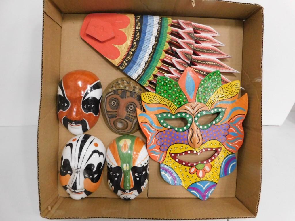 Lot of 6 Art Masks including Ceramic and Wood (1 of 4)