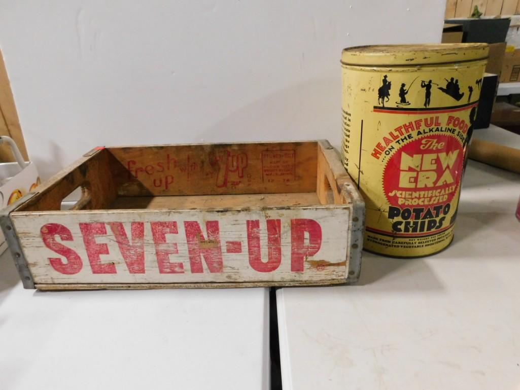 Wood 7-up Crate and a New Era Potato Chip Tin (1 of 7)